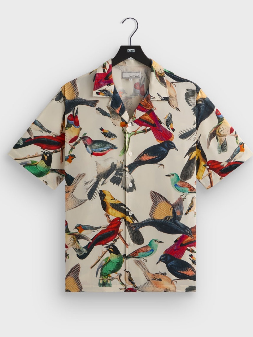 Kith & Kin Tropical Bird Camp shirt color Sandrift size Large